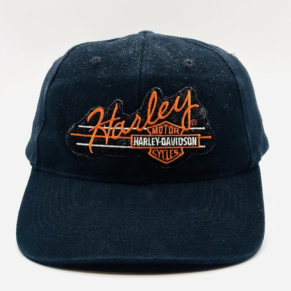 Vintage Harley Davidson SnapBack Hat Cap 90s Biker Flames